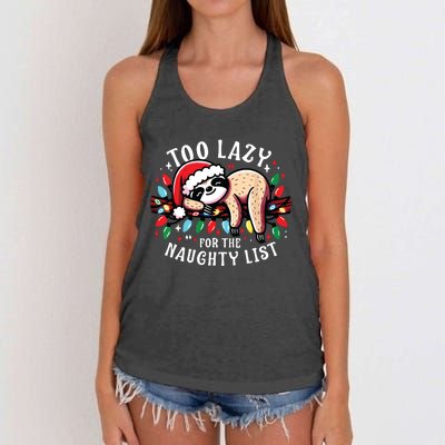 Funny Christmas Shirts For Women Naughty List Sloth Women's Knotted Racerback Tank