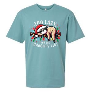 Funny Christmas Shirts For Women Naughty List Sloth Sueded Cloud Jersey T-Shirt