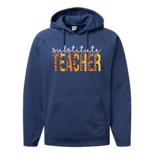 Funny Cute Substitute Teacher Leopard Fall Autumn Thanksgiving Performance Fleece Hoodie