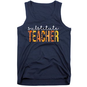 Funny Cute Substitute Teacher Leopard Fall Autumn Thanksgiving Tank Top