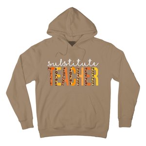 Funny Cute Substitute Teacher Leopard Fall Autumn Thanksgiving Hoodie