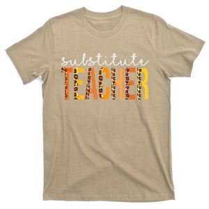 Funny Cute Substitute Teacher Leopard Fall Autumn Thanksgiving T-Shirt