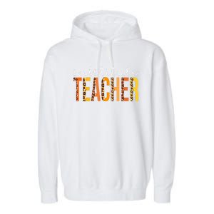 Funny Cute Substitute Teacher Leopard Fall Autumn Thanksgiving Garment-Dyed Fleece Hoodie