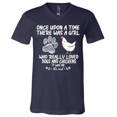 Funny Chicken Shirts For Women Funny Dog Tee Farmer Girl Dog V-Neck T-Shirt
