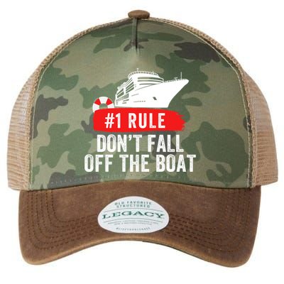 Funny Cruise Ship Rule #1 DonT Fall Off The Boat Funny Cruise Ship Meme Legacy Tie Dye Trucker Hat