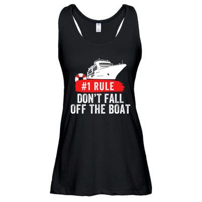 Funny Cruise Ship Rule #1 DonT Fall Off The Boat Funny Cruise Ship Meme Ladies Essential Flowy Tank