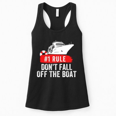 Funny Cruise Ship Rule #1 DonT Fall Off The Boat Funny Cruise Ship Meme Womens Tank Top