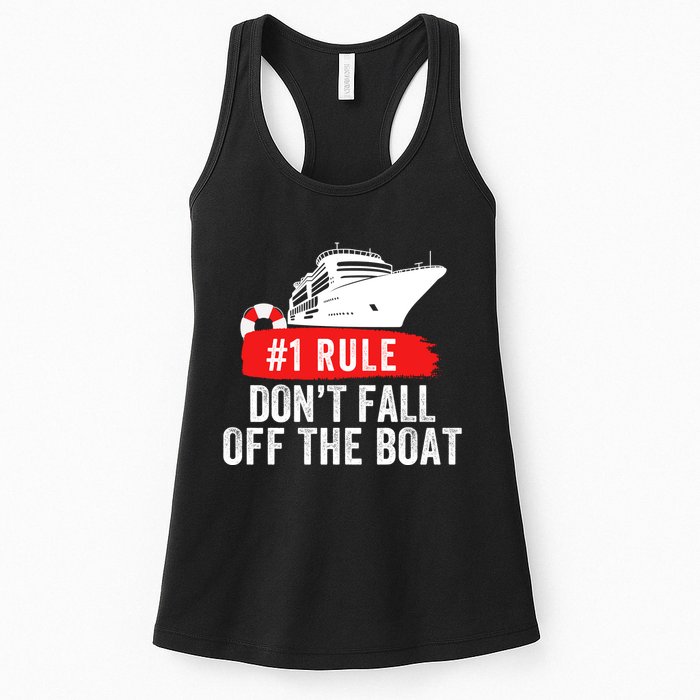 Funny Cruise Ship Rule #1 DonT Fall Off The Boat Funny Cruise Ship Meme Womens Tank Top
