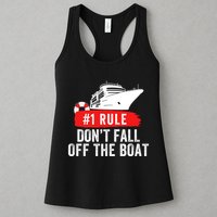 Funny Cruise Ship Rule #1 DonT Fall Off The Boat Funny Cruise Ship Meme Womens Tank Top