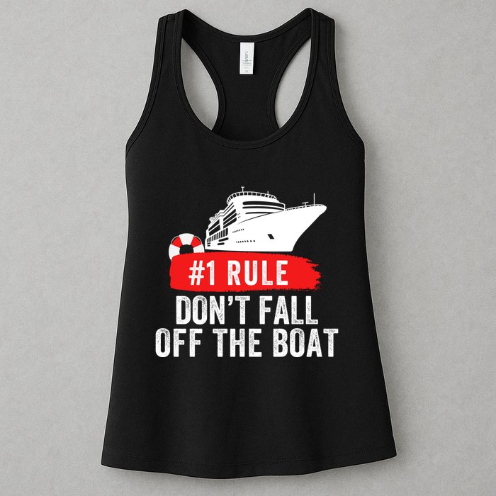 Funny Cruise Ship Rule #1 DonT Fall Off The Boat Funny Cruise Ship Meme Womens Tank Top