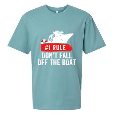 Funny Cruise Ship Rule #1 DonT Fall Off The Boat Funny Cruise Ship Meme Sueded Cloud Jersey T-Shirt