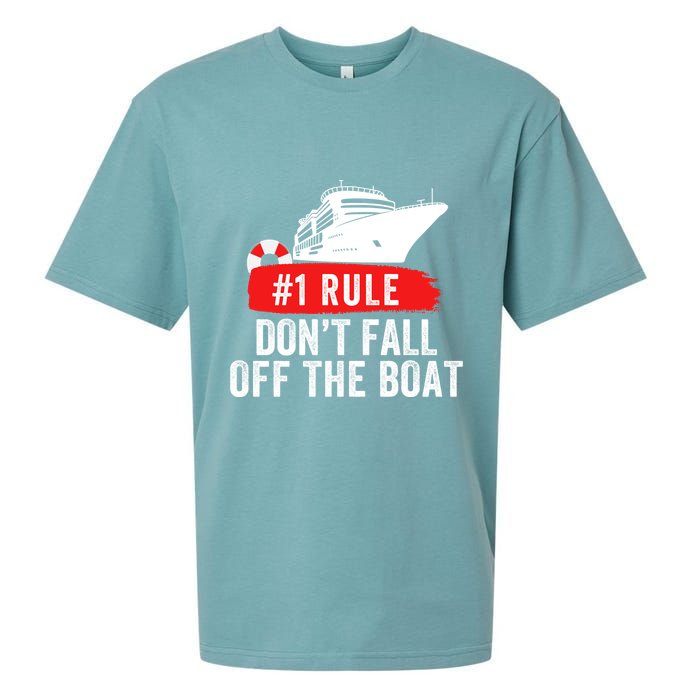 Funny Cruise Ship Rule #1 DonT Fall Off The Boat Funny Cruise Ship Meme Sueded Cloud Jersey T-Shirt