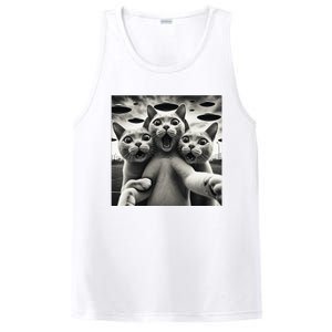 Funny Cat Selfie With Ufos Cat Mom Cat Dad Funny Cat Lover PosiCharge Competitor Tank