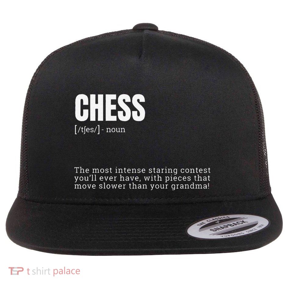Funny Chess Staring Contest Champion Definition Flat Bill Trucker Hat