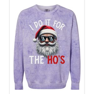 Funny Christmas Santa Claus I Do It For The Hos Cute Xmas Long Sleeve Colorblast Crewneck Sweatshirt