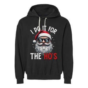 Funny Christmas Santa Claus I Do It For The Hos Cute Xmas Long Sleeve Garment-Dyed Fleece Hoodie