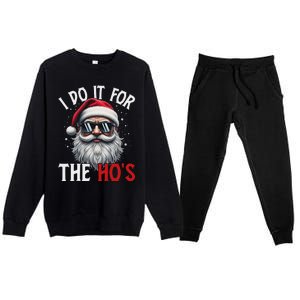 Funny Christmas Santa Claus I Do It For The Hos Cute Xmas Long Sleeve Premium Crewneck Sweatsuit Set