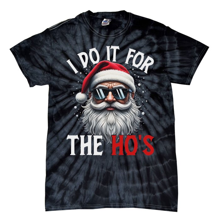 Funny Christmas Santa Claus I Do It For The Hos Cute Xmas Long Sleeve Tie-Dye T-Shirt