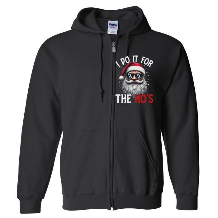 Funny Christmas Santa Claus I Do It For The Hos Cute Xmas Long Sleeve Full Zip Hoodie