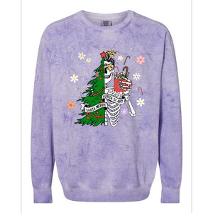 Funny Christmas Sorta Merry Sorta Scary Skeleton Xmas Tree Colorblast Crewneck Sweatshirt