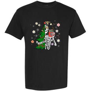 Funny Christmas Sorta Merry Sorta Scary Skeleton Xmas Tree Garment-Dyed Heavyweight T-Shirt