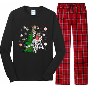 Funny Christmas Sorta Merry Sorta Scary Skeleton Xmas Tree Long Sleeve Pajama Set