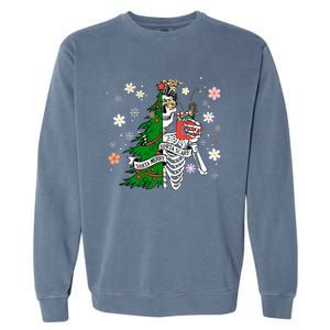 Funny Christmas Sorta Merry Sorta Scary Skeleton Xmas Tree Garment-Dyed Sweatshirt