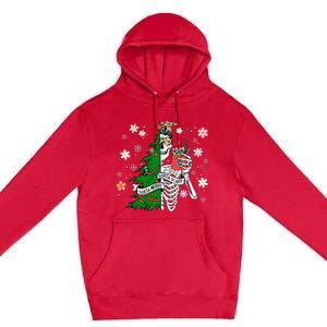 Funny Christmas Sorta Merry Sorta Scary Skeleton Xmas Tree Premium Pullover Hoodie