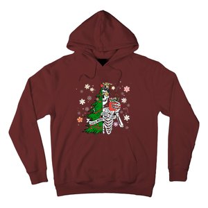 Funny Christmas Sorta Merry Sorta Scary Skeleton Xmas Tree Hoodie