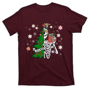 Funny Christmas Sorta Merry Sorta Scary Skeleton Xmas Tree T-Shirt