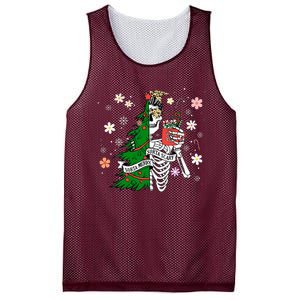 Funny Christmas Sorta Merry Sorta Scary Skeleton Xmas Tree Mesh Reversible Basketball Jersey Tank