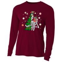 Funny Christmas Sorta Merry Sorta Scary Skeleton Xmas Tree Cooling Performance Long Sleeve Crew