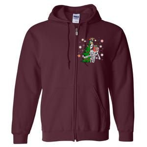 Funny Christmas Sorta Merry Sorta Scary Skeleton Xmas Tree Full Zip Hoodie