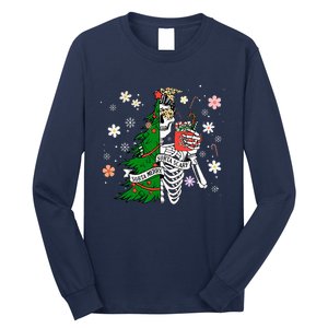 Funny Christmas Sorta Merry Sorta Scary Skeleton Xmas Tree Long Sleeve Shirt