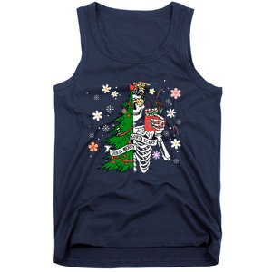 Funny Christmas Sorta Merry Sorta Scary Skeleton Xmas Tree Tank Top