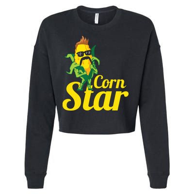 Funny Corn Star Sunglasses Mustache Maize Cropped Pullover Crew