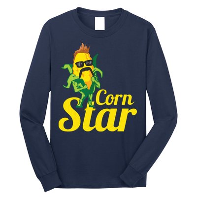 Funny Corn Star Sunglasses Mustache Maize Long Sleeve Shirt