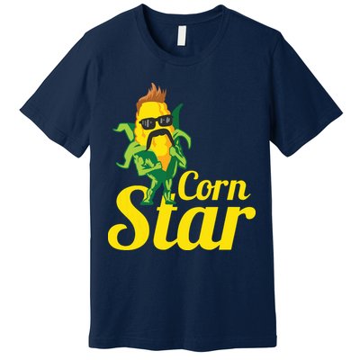 Funny Corn Star Sunglasses Mustache Maize Premium T-Shirt