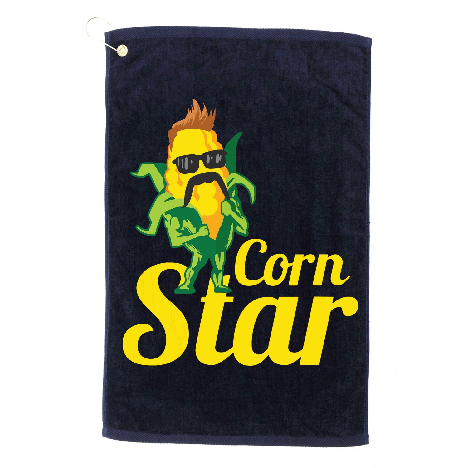 Funny Corn Star Sunglasses Mustache Maize Golf Towel