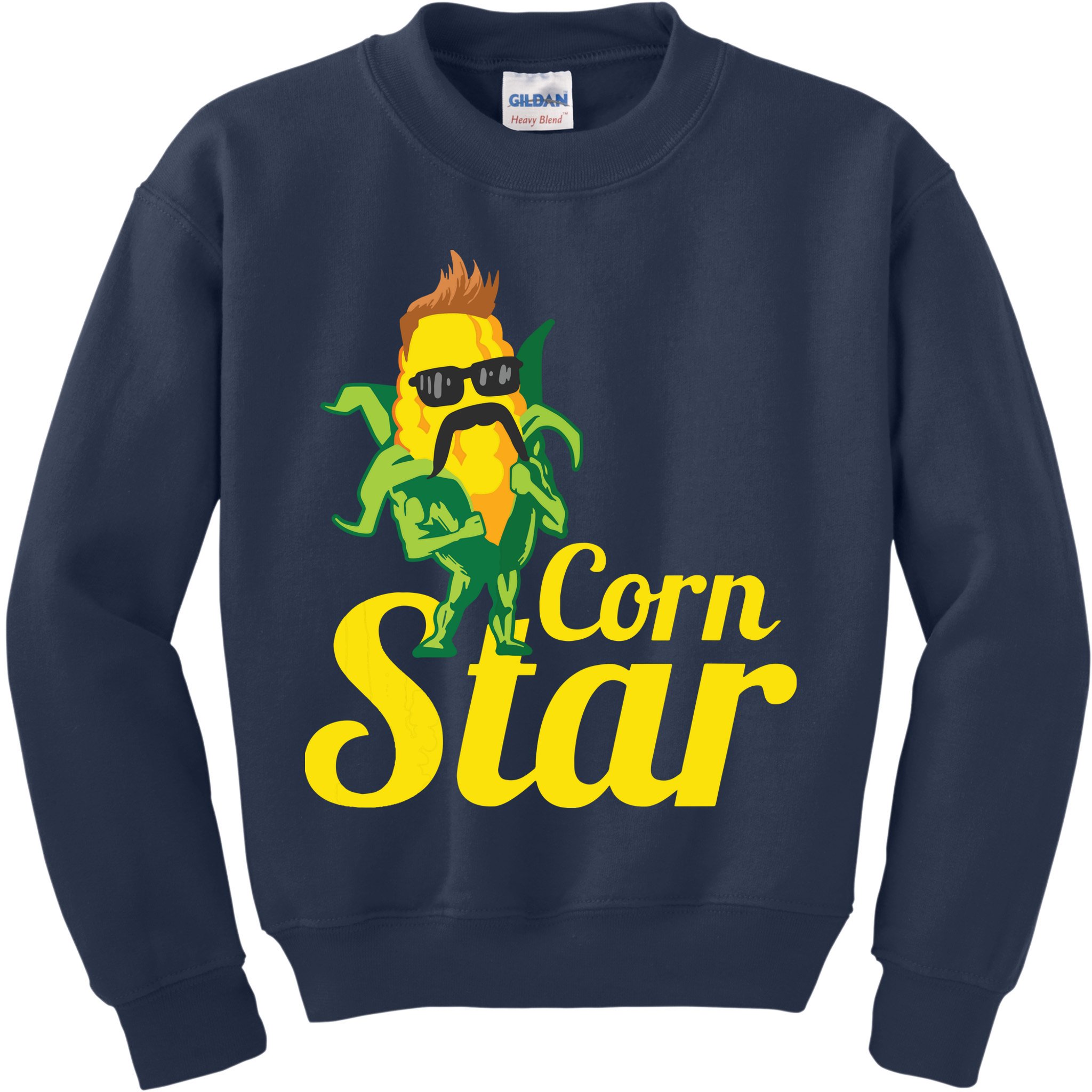 Funny Corn Star Sunglasses Mustache Maize Kids Sweatshirt