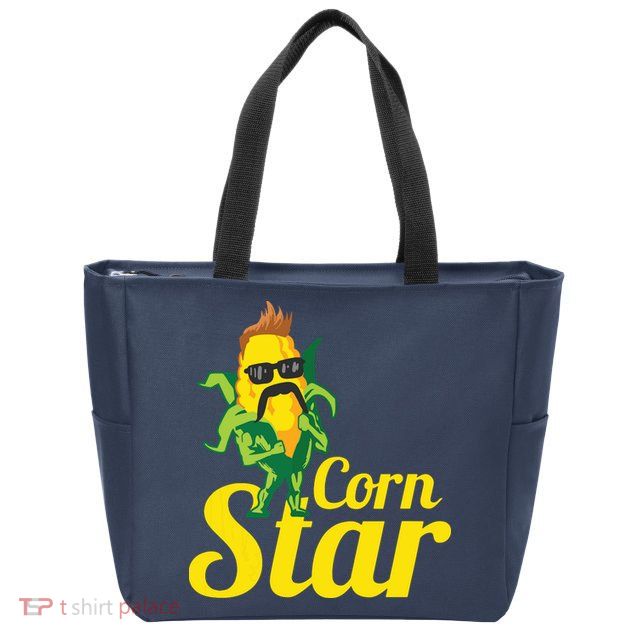 Funny Corn Star Sunglasses Mustache Maize Zip Tote Bag