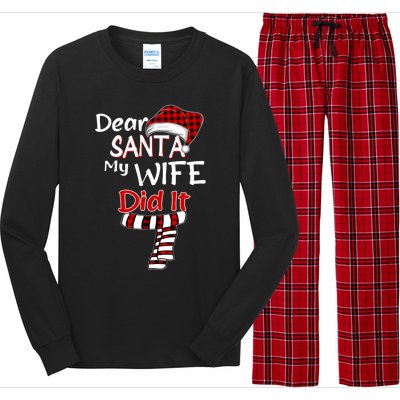 Funny Christmas Santa Claus Gift Dear Santa My Wife Did It Funny Gift Long Sleeve Pajama Set