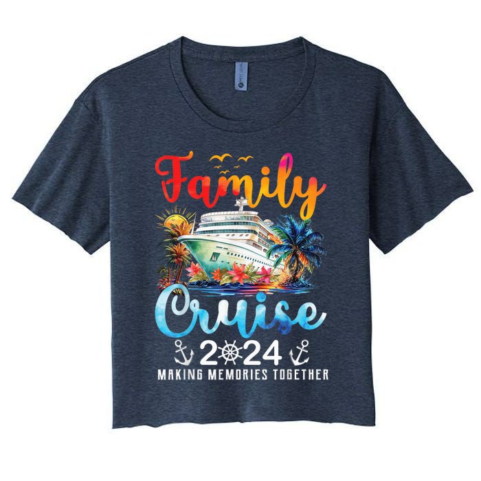 Family Cruise Ship Vacation Trip 2024 Family Cruise Matching Women's Crop Top Tee