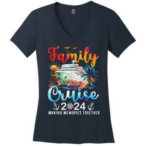 Family Cruise Ship Vacation Trip 2024 Family Cruise Matching Women's V-Neck T-Shirt