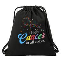 Fight Cancer Survivor Multicolored Ribbon Drawstring Bag