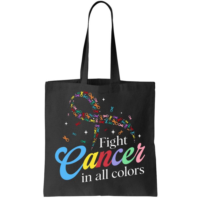 Fight Cancer Survivor Multicolored Ribbon Tote Bag