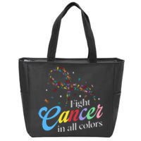 Fight Cancer Survivor Multicolored Ribbon Zip Tote Bag