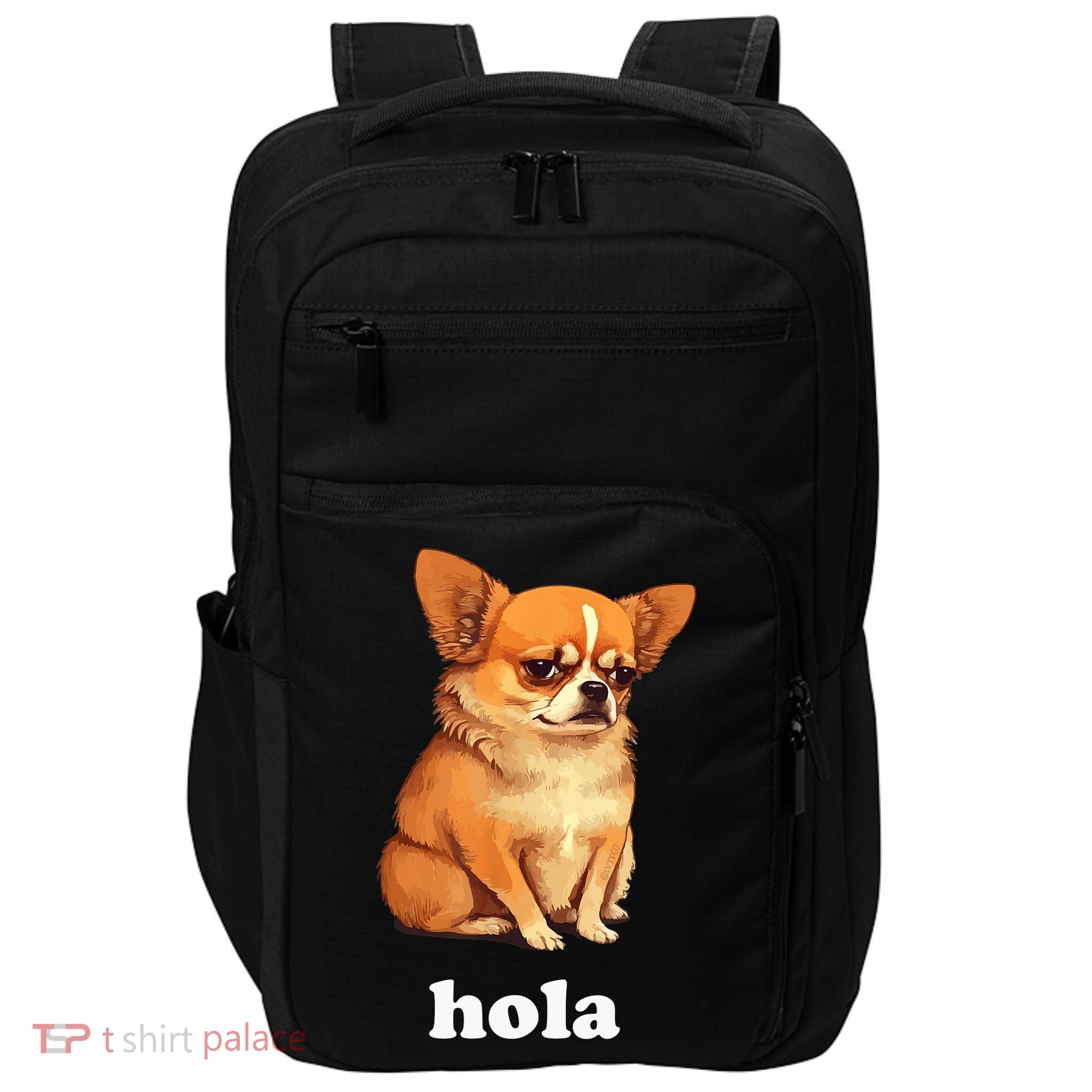 Funny Chihuahua speaks Spanish – Hi (Hola) Impact Tech Backpack