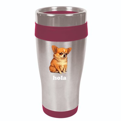 Funny Chihuahua speaks Spanish – Hi (Hola) 16oz Travel Tumbler