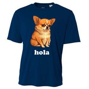 Funny Chihuahua speaks Spanish – Hi (Hola) Cooling Performance Crew T-Shirt